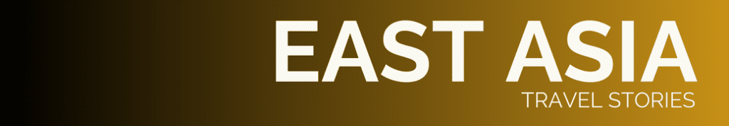 East Asia Travel Stories banner with bold text on gradient background