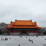 National Theater at Liberty Square in Taipei with orange roof, red columns, and open plaza in 2019