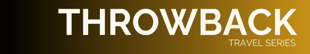 Throwback Travel Series banner with bold text on gradient background