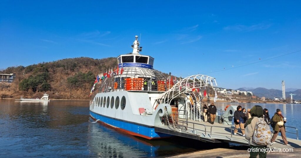 Passengers disembarking from the ferry at Nami Island